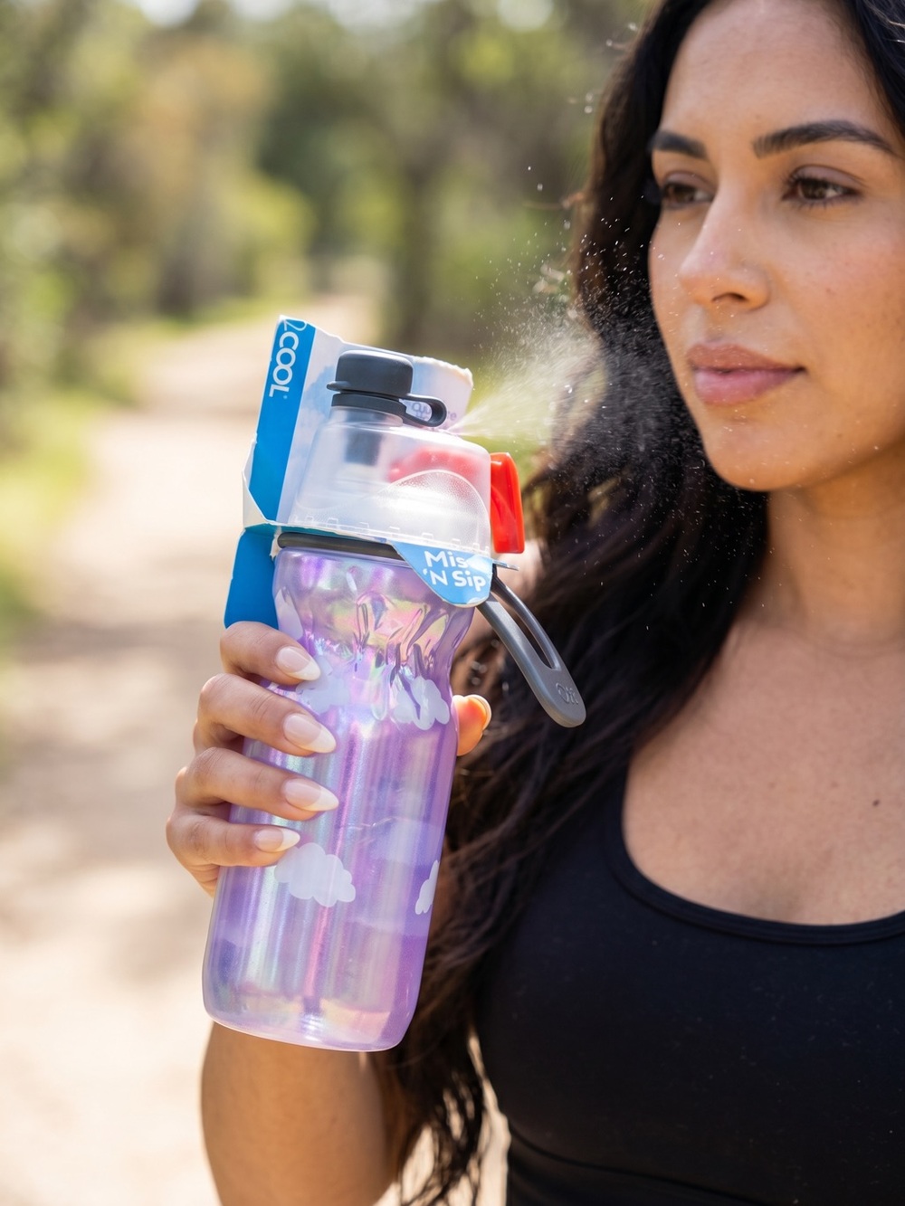 Iridescent Purple Cloud Water Bottle with Misting Spray